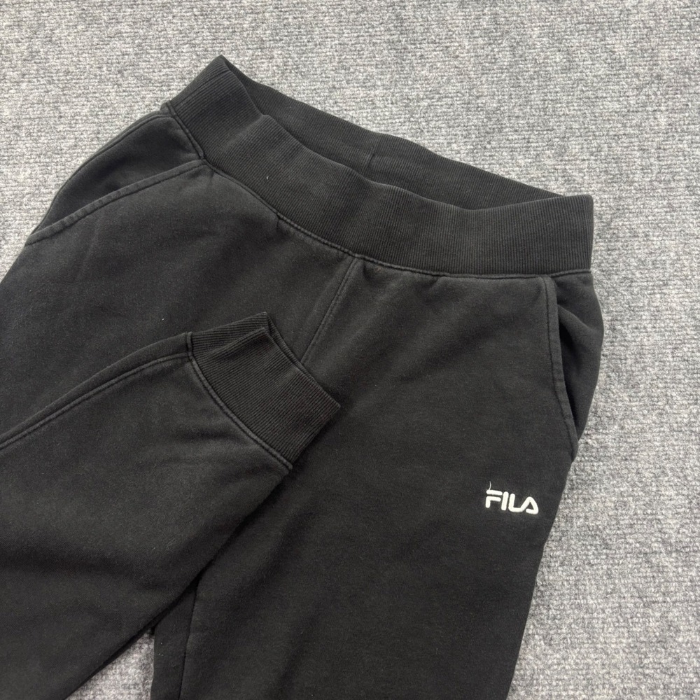 Fila Jogger Sweatpants Small Black Embroidered Logo Fleece Mens
